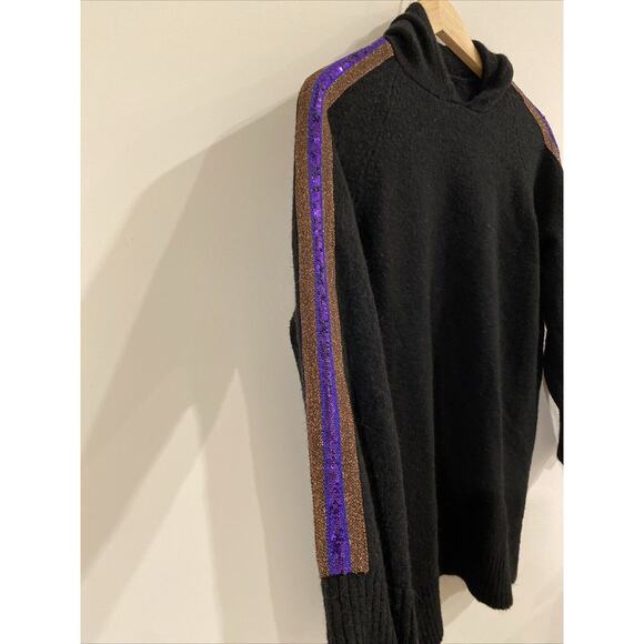 AnnaRita N Knit Couture Black Sweater with Sequin And Metallic On Sleeves Small - Picture 2 of 9